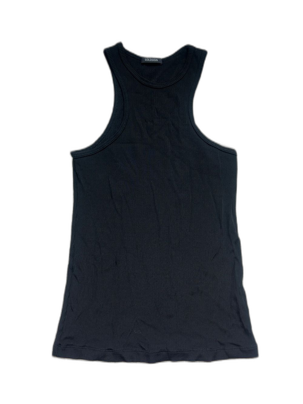 GOLDSIGN Black Ribbed Racerback Tank Top Stretch Knit Women's